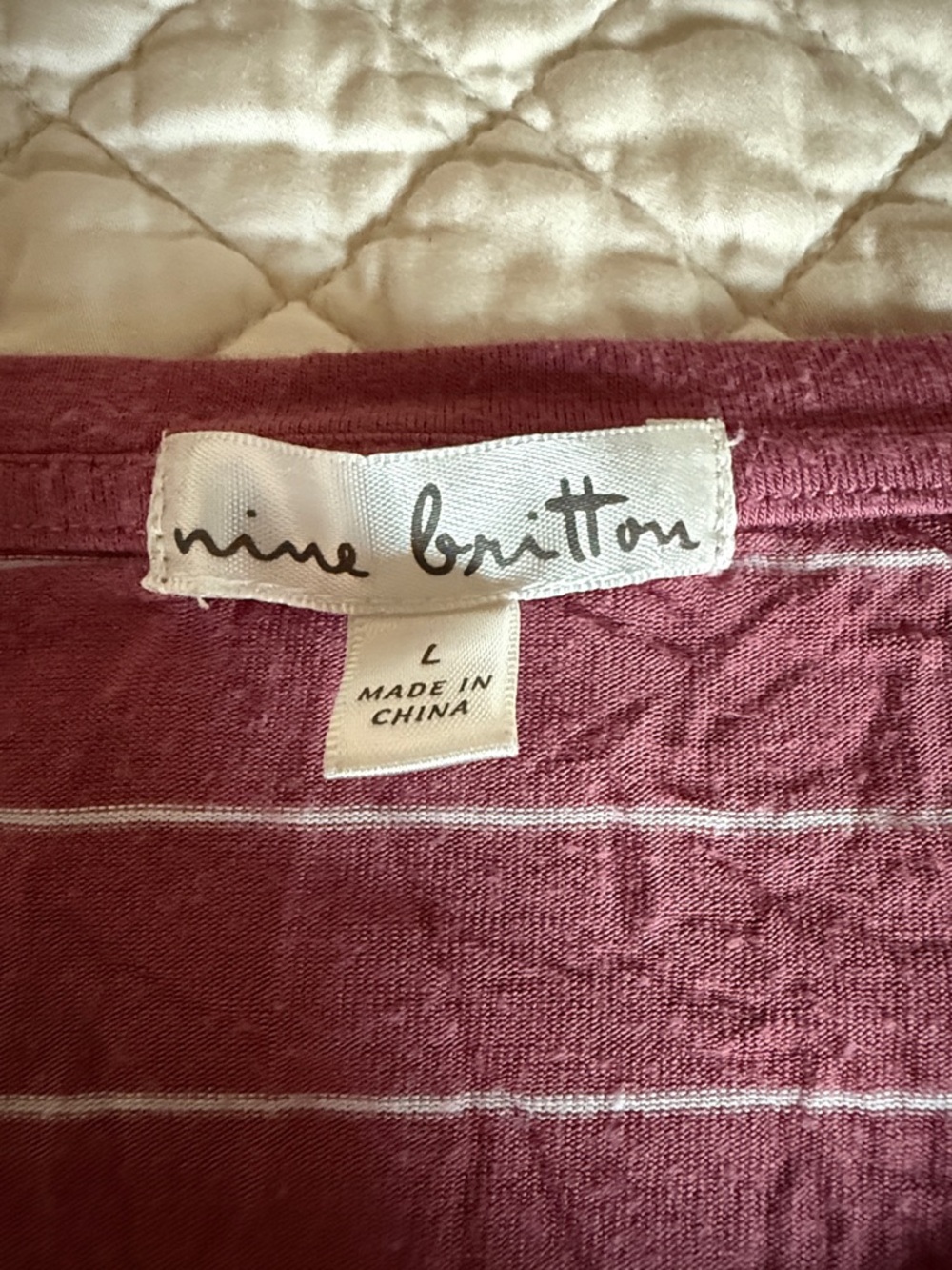 nine britton Raspberry-Striped Twist-Front Short Sleeve Tee - Picture 2 of 6